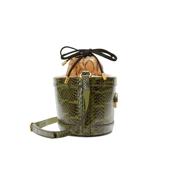 Gucci Horsebit 1955 Snakeskin Bucket Bag | Green/Brown | NWT - Picture 4 of 7
